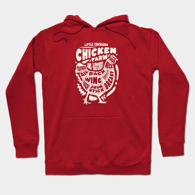 Chicken Parts Anatomy Little Chickadee Chicken Farm and Hatchery Hoodie by Contentarama